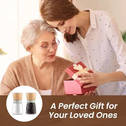 Vista 5 de VEVOK CHEF Juego de molinillo de sal y pimienta Wood VEVOK CHEF ajustable, molinillo de pimienta recargable, molinillo de pimienta de madera, bonito