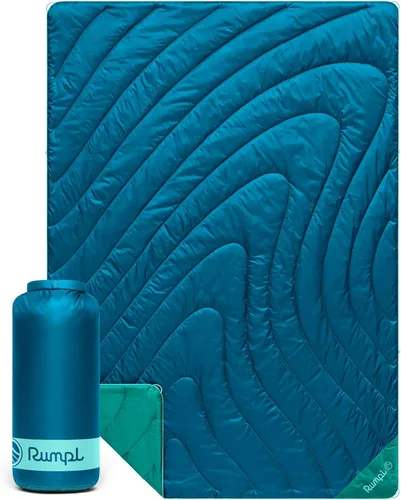 Vista 28 de Rumpl Manta Puffy Original - Manta de Camping Cálida y Resistente al Agua con Aislamiento Sintético 100% Reciclado, 52"x75", Original Puffy V2