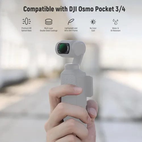 Vista 2 de Filtro ND variable de NEEWER Compatible con DJI Osmo Pocket 3 Creator Combo Accesorios, Filtro de densidad neutra ajustable magnético ND2-32