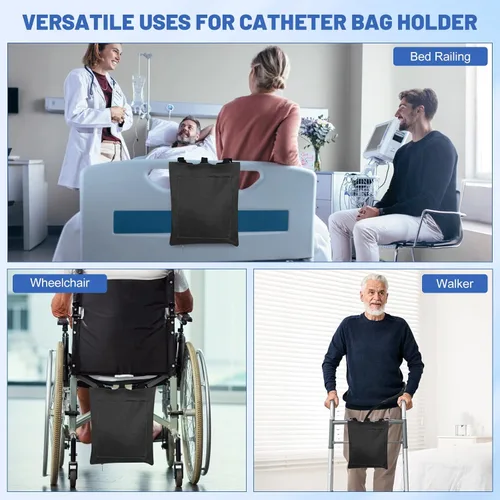 Vista 7 de Rhino Valley Foley - Funda para bolsa de catéter con correa ajustable y cubierta de tubo, soporte para bolsa de nefrostomía con bolsillo