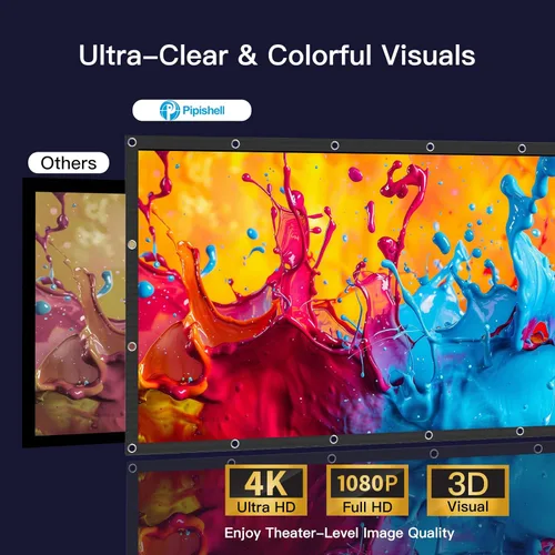 Vista 2 de Pipishell Pantalla de proyector mejorada de múltiples capas de 120 pulgadas, pantalla de cine 4K UHD 16:9 para exteriores, plegable y lavable a