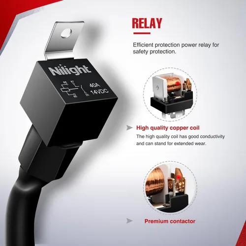 Vista 3 de Nilight Kit de arnés de cableado de nailon 12 AWG 1 cable 12V interruptor basculante de 5 pines láser encendido/apagado relé de alimentación fusible