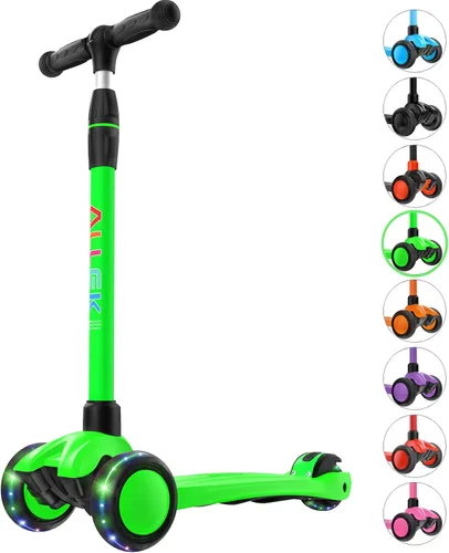 Vista 14 de Allek - Kick Scooter B03. Monopatín de 3 ruedas con ruedas de PU extra anchas y luminosas, sistema Lean 'N Glide, manillar ajustable a cualquier