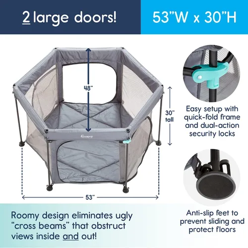 Vista 2 de Hiccapop PlayPod de 53 pulgadas para bebé al aire libre con toldo, corralito portátil de lujo para bebés y niños pequeños con cúpula