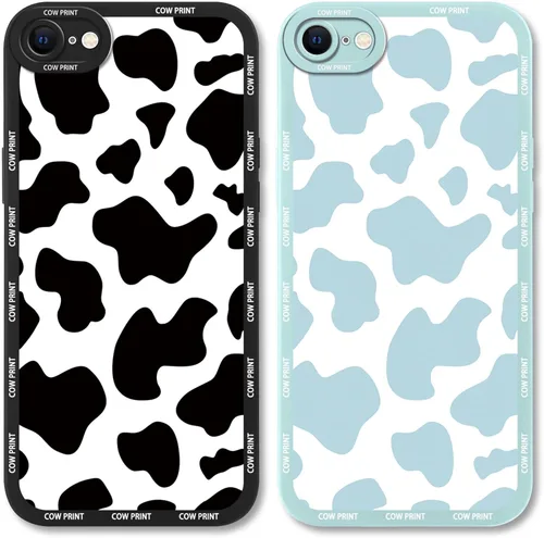 Paquete de 2 bonitas fundas de teléfono para Apple iPhone 7/8 de 4.7 pulgadas, funda de silicona delgada y suave con estampado de vaca para mujer, a