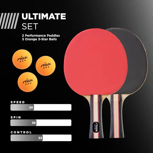 Vista 3 de STIGA Performance 2 or 4 Player Table Tennis Set – USATT Approved Rackets and 3-Star Balls – 5-Ply Blade & Flared Handle – Perfect for Skill