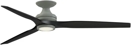 Vista 2 de Fanimation Spitfire DC Custom 64 inch Flush Indoor/Outdoor Ceiling Fan with LED CCT Select Light Kit - Antique Graphite with Black blades