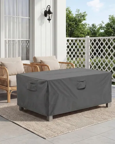 Vista 7 de Vailge Funda Rectangular/Ovalada para Mesa de Patio, Impermeable de Servicio Pesado para Muebles de Patio al Aire Libre, Extra Grande Gris