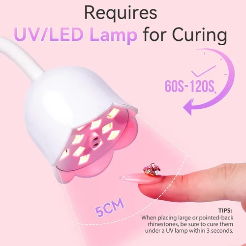 Vista 4 de Makartt Pegamento de diamantes de imitación para uñas: pegamento de uñas de gel súper fuerte para dijes de uñas, decoraciones de gemas, arte de uñas