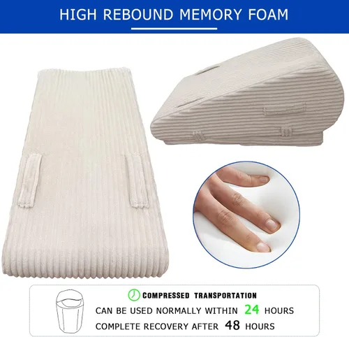 Vista 6 de Almohada de elevación de piernas para después de la cirugía, almohada de cuña de pierna de altura ajustable con espuma de grado médico y funda