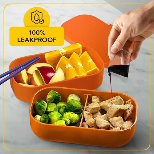 Vista 67 de Lonchera Bento apilable aislada para adultos con palillos reutilizables, lonchera japonesa apta para microondas y a prueba de fugas, para hombres