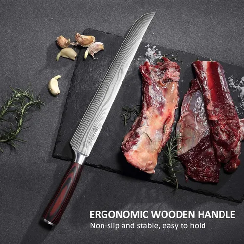 Vista 5 de PAUDIN Cuchillo de trinchar, cuchillo de pechuga de 12 pulgadas, cuchillo de corte de borde afilado para carne de pechuga, acero inoxidable alemán