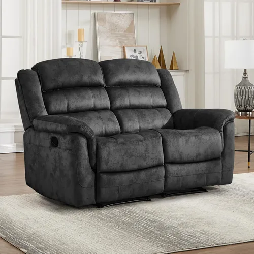 Vista 17 de EBELLO - Silla reclinable manual, sofá reclinable de tela suave con apoyabrazos y respaldo acolchado para sala de estar, dormitorio, color marrón