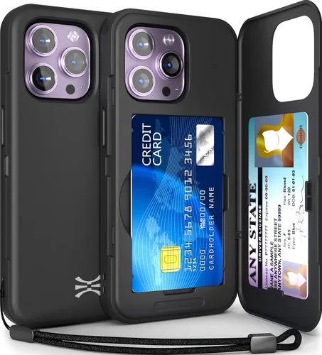 Vista 13 de TORU CX Slim - Funda tipo cartera para iPhone 14 Pro Funda protectora a prueba de golpes resistente con tarjetero oculto y ranura para tarjetas