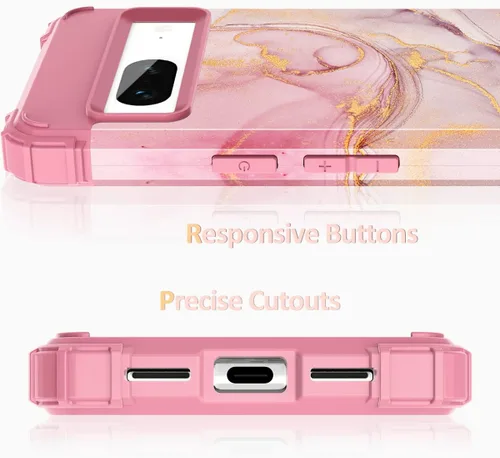 Vista 6 de Funda para Pixel 7, funda para Google Pixel 7, funda protectora de silicona rígida de policarbonato duro 3 en 1, resistente a prueba de golpes