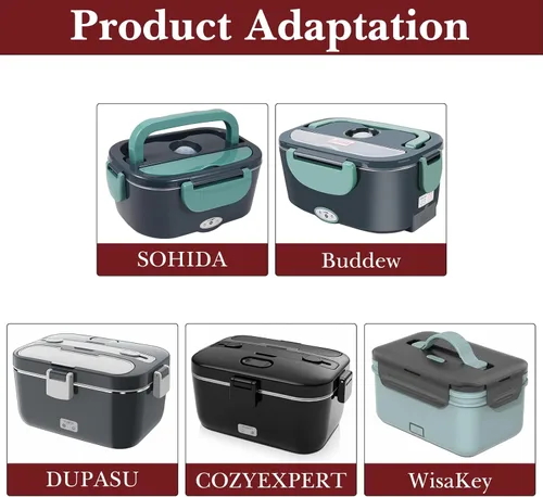 Vista 2 de Linkidea Lonchera eléctrica de acero inoxidable 304, bandeja reutilizable extraíble de 8.7 pulgadas, compatible con DUPASU 1.8L, reemplazo