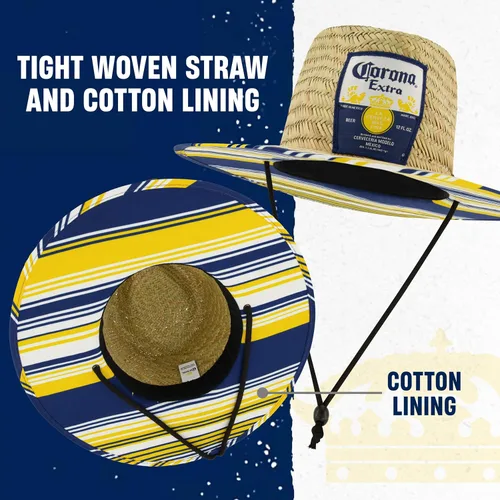 Vista 6 de Corona Extra Sun Hat, Adult Large Wide Brim Straw Lifeguard Cap for Men and Women, Beach and Pool Accessories