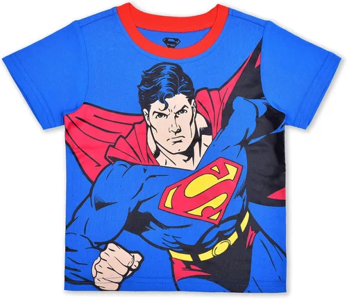 Vista 4 de WARNER BROS DC Comics Superman - Conjunto de sudadera con capucha y cremallera para niños pequeños, color azulgris