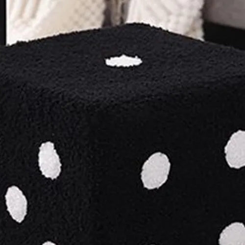 Vista 4 de Taburete de pie suave, cómodo, simple, cálido, resistente, base cubo, taburete para el hogar, sala de estar, dormitorio (negro)