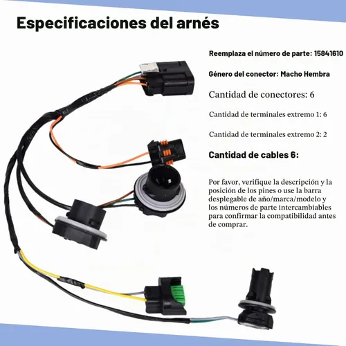 Vista 3 de Arnés de cableado de faros compatible con GMC Sierra 1500 2500 3500 2007-2014 reemplazo del conector de arnés de cableado de faros # 15841610