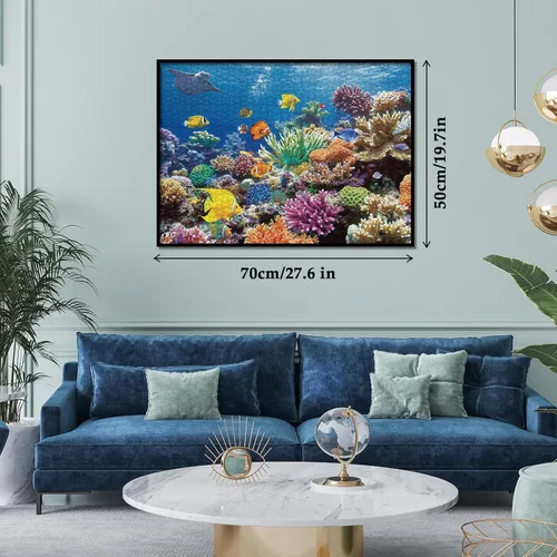 Vista 5 de Coloridos rompecabezas de peces de arrecife de coral del océano para adultos, 1000 piezas, hermoso rompecabezas de animales marinos, rompecabezas
