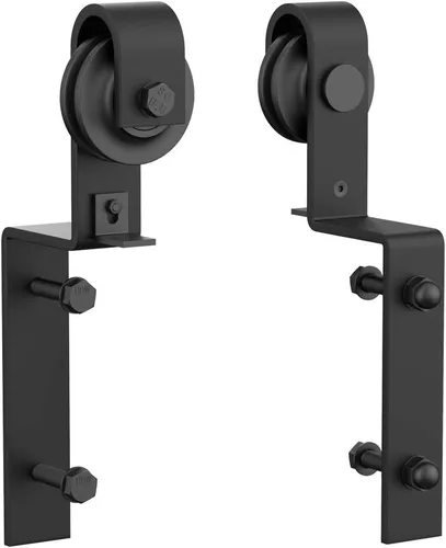 Vista 2 de ZEKOO Bypass - Herrajes para puerta de granero – Rodillo resistente para colgar puertas con puente, tapón, guía de suelo y accesorios, fácil