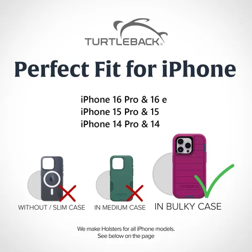 Vista 2 de Turtleback Clip para cinturón para iPhone 16 Pro, 16e, 15 Pro 14 Pro 13 Pro - Grande: se adapta con fundas de estilo voluminoso Defender, nailon