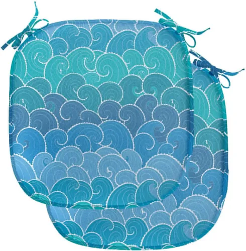 Vista 95 de Lunarable Juego de 4 cojines de asiento para silla, diseño de pétalos de flores de iris florecientes, arte de forma desgastada, acolchado de asiento