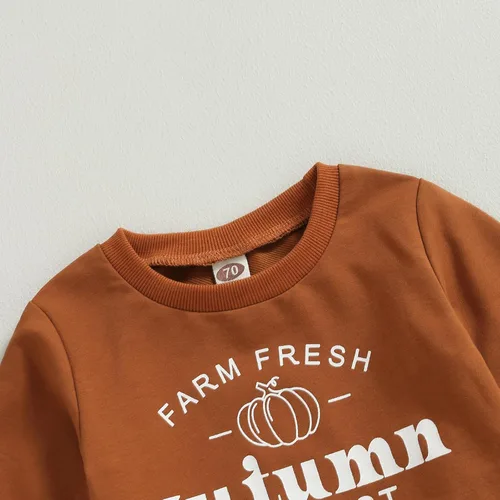 Vista 5 de Kaipiclos Ropa de otoño para bebé, ropa de Navidad, sudadera de manga larga con calabaza, pantalones, traje de invierno de 2 piezas