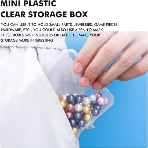 Vista 3 de 6 cajas de almacenamiento de cuentas transparentes de plástico para coleccionar objetos pequeños, cuentas, joyas, tarjetas de visita, piezas