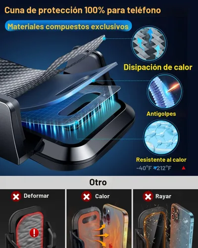 Vista 8 de VANMASS Soporte para teléfono celular para automóvil, parabrisas, rejilla de ventilación de auto, con clip de ventilación y panel de tablero, fuerte