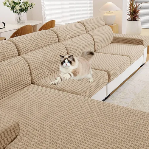 Vista 15 de MAXIJIN Fundas de cojín para sofá seccional, funda de cojín elástica para sofá, lavable, protector de muebles con parte inferior elástica y correa