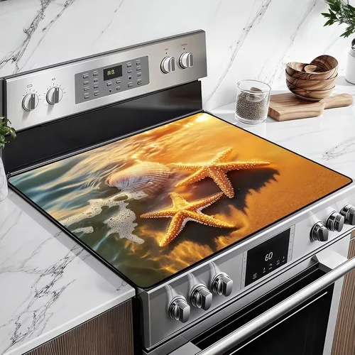 Vista 12 de Cubierta de estufa de vidrio resistente al calor con revestimiento de goma antideslizante – Protector de estufa eléctrica de 28.5x20.5 pulgadas