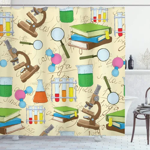 Vista 26 de Ambesonne Cortina de ducha abstracta, acuarela horizontal ovalada en forma de hojas, tonos pastel suaves, obras de arte clásicas, juego