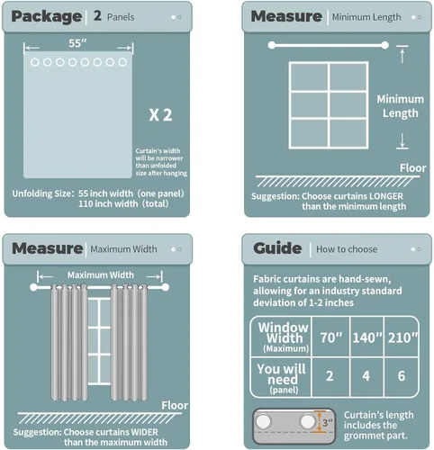 Vista 123 de BGment Cortinas cortas para ventanas, cortinas opacas pequeñas de 45 pulgadas para dormitorio, cortinas de oscurecimiento de habitación