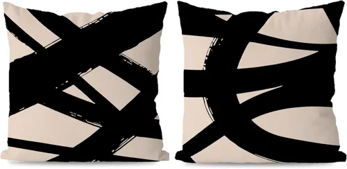 Vista 16 de KEUSPI Fundas de almohada decorativas negras y beige, juego de 4 fundas de almohada negras para sofá, decoración del hogar, estilo boho moderno