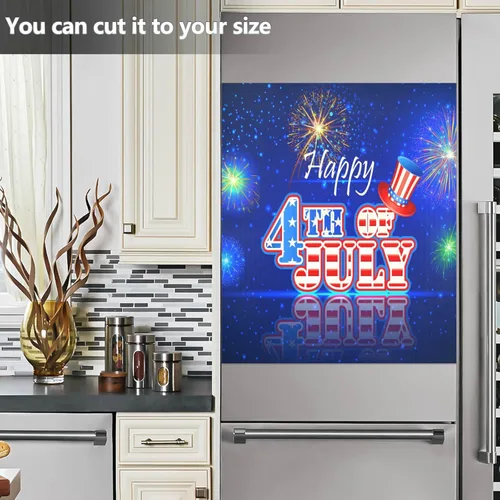 Vista 6 de Kigai Cubierta magnética para lavavajillas del 4 de julio, cubierta magnética para panel de puerta de nevera de cocina, cubierta magnética