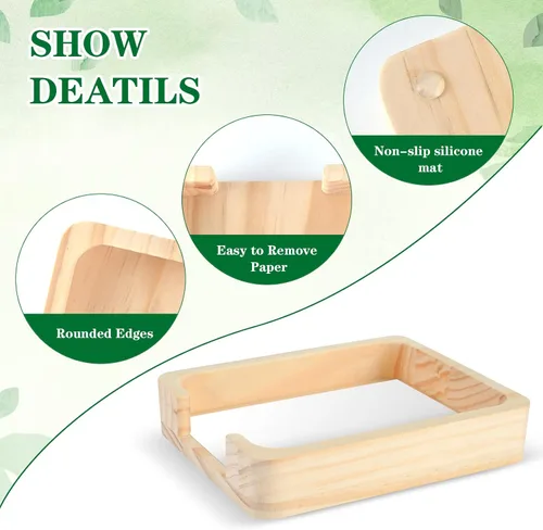 Vista 3 de Soporte de notas de 4 x 6 pulgadas para escritorio, bandeja de papel de 4 x 6 pulgadas, soporte de papel de madera para escritorio, soporte