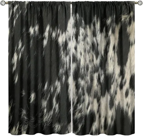 Vista 52 de Cortinas opacas de piel de vaca, cortinas de piel de animales de granja occidental, cortinas de vaca de granja, cortinas para niños, niñas