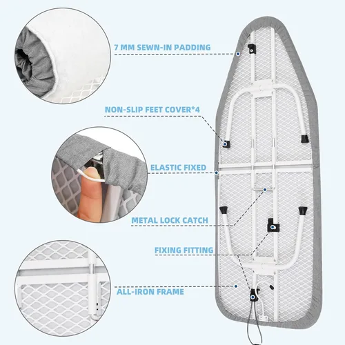 Vista 7 de STORAGE MANIAC Planchado de mesa amplio, marco de planchado, mini plegable con 2 fundas extraíbles, tapete de hierro pequeño portátil