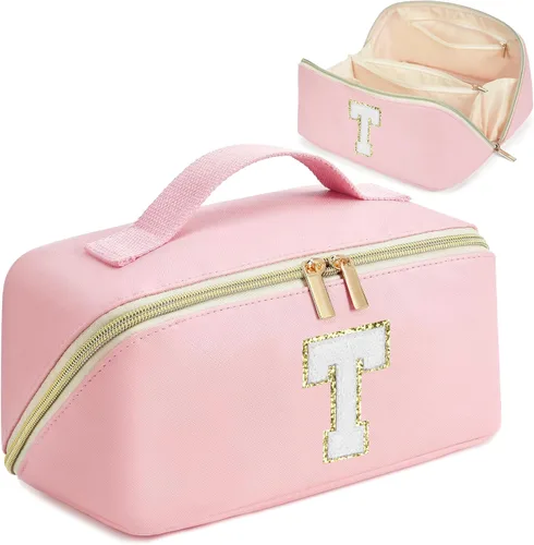 Vista 9 de Bolsa de maquillaje con iniciales personalizadas para mujer, Rosa, F