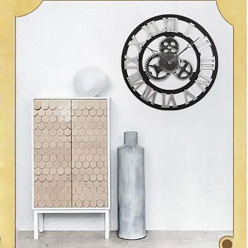 Vista 4 de Reloj de pared con engranaje retro estilo industrial sala de estar dormitorio creativo hogar 3D hecho a mano reloj de pared decorativo reloj/reloj