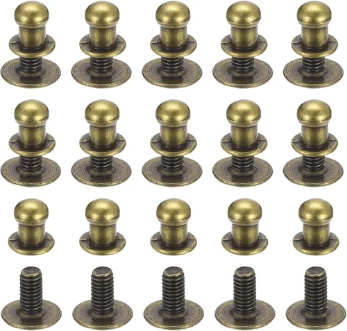 Vista 15 de uxcell Remaches de cabeza de bola de 0.157 pulgadas (0.157 in), tornillo trasero, paquete de 15 remaches de pezón de botón de cabeza redonda