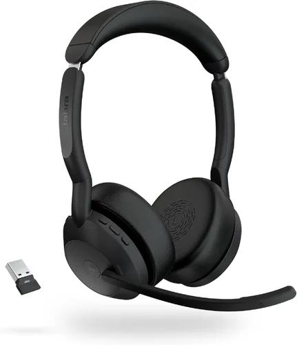 Vista 14 de Jabra Evolve2 55 - Auriculares inalámbricos estéreo con tecnología AirComfort, micrófonos con cancelación de ruido y cancelación activa de ruido