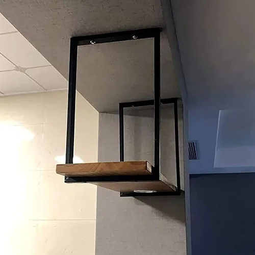 Vista 6 de Shelves Whftd Industrial Ceiling Flower Stand, Nordic Solid Wood Hanging Storage Racks, for Bars, Restaurants, Kitchens, Ceiling Mount Shelf, 4