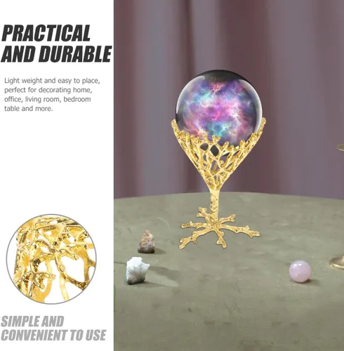 Vista 3 de FOMIYES Soporte de esfera de cristal de aleación, base de metal para nido de pájaros, para decoración del hogar, compacto y diseño para bolas