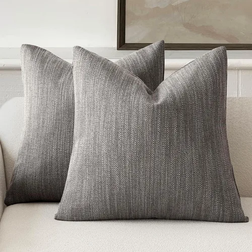 Vista 22 de Foindtower Juego de 2 fundas de almohada decorativas de lino de arpillera con textura, fundas de cojín bohemias de estilo rústico, funda de almohada