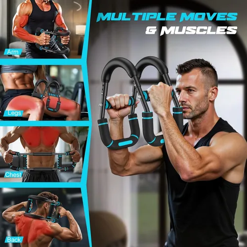 Vista 2 de Twister Arm Trainer for Men, Chest Workout Equipment 5-Level Adjustable (40-130lb) with Ergonomic 27° Targets Biceps/Clip/Thigh, Portable Exerciser