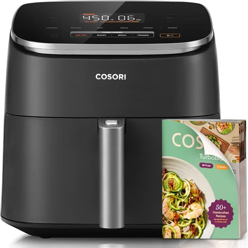 Vista 12 de Cosori TurboBlaze - Freidora de aire 9 en 1 de 6 cuartos de galón, control inteligente, 90 ° a 450 °F, recordatorios de agitación, calentamiento