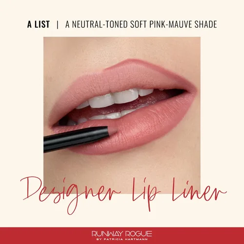 Vista 2 de Runway Rogue Designer Liner Lápiz Delineador de Labios, Lápiz Delineador de Labios Mate Rosa Suave-Malva y Sacapuntas para Delineador de Labios, 'A